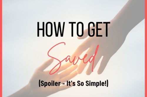 "How do you get saved?" with an image of a hand reaching out towards another hand in the background.