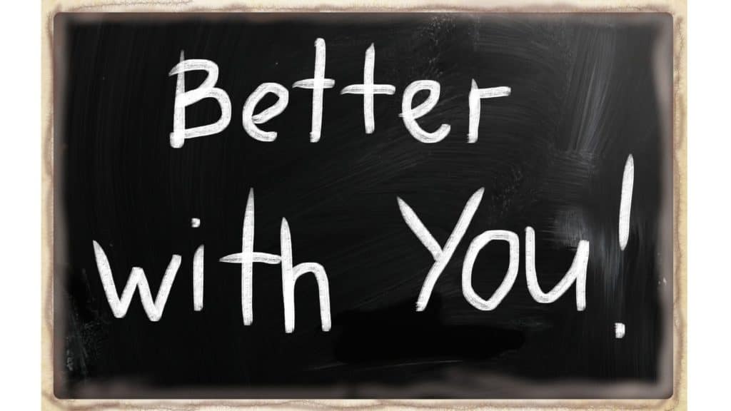 Chalkboard with "better with you" written on it.