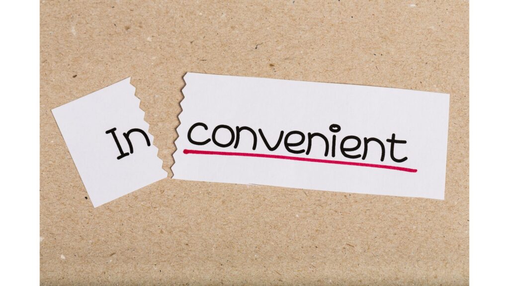 Image of paper that says "inconvenient" torn between "in" and "convenient."