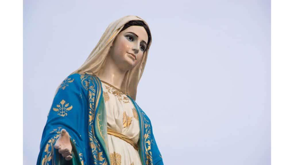 Ceramic statue of Mary, the mother of Jesus.
